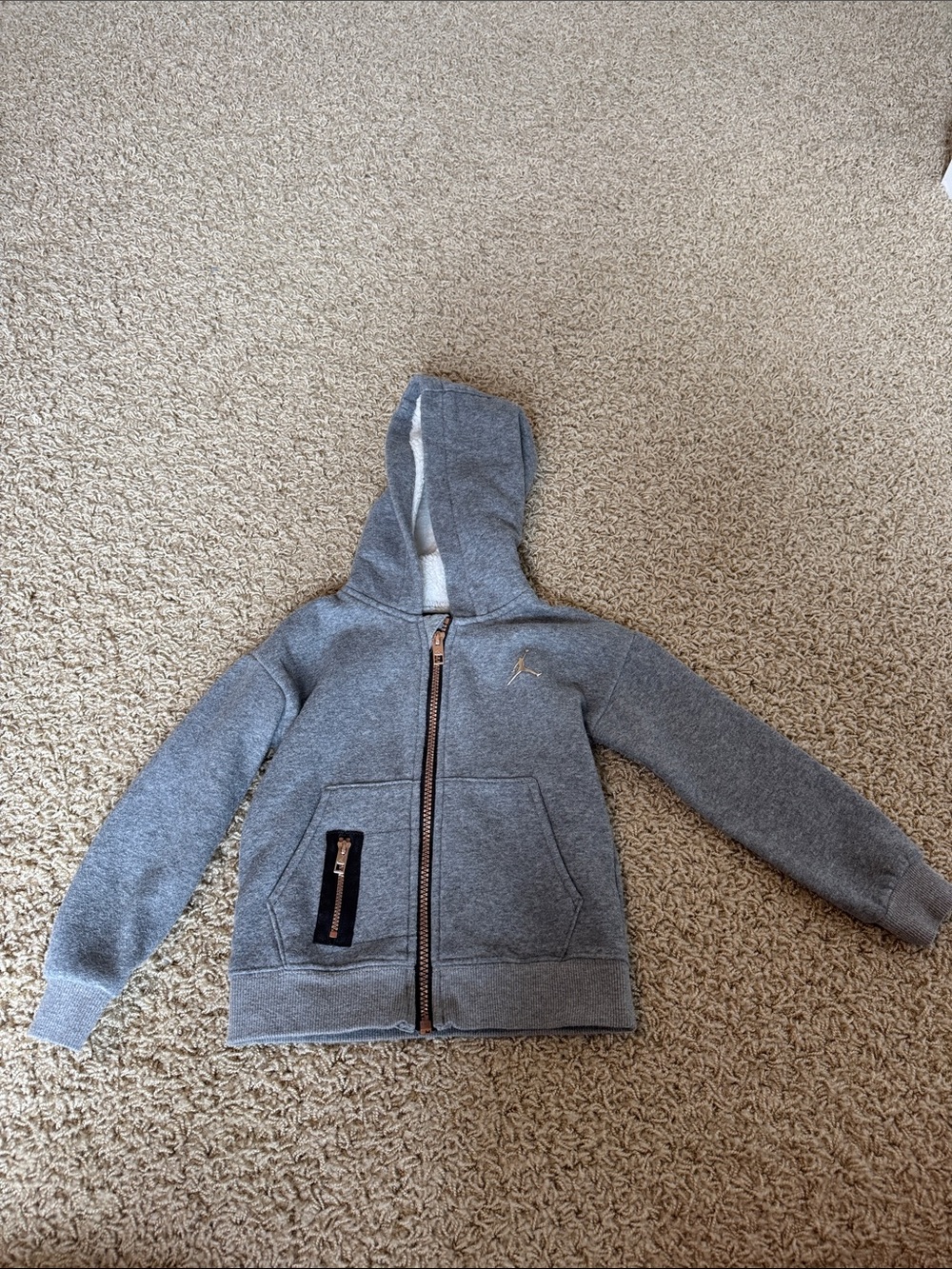 Jordan Toddler Kids Gray Full-Zip Hoodie with Zip Pocket